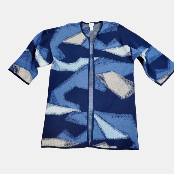 CHICO'S Painted Pattern Pam Abstract Open Front Cardigan - Picture 1 of 8